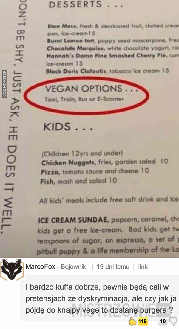 Opcje dla wegan –
