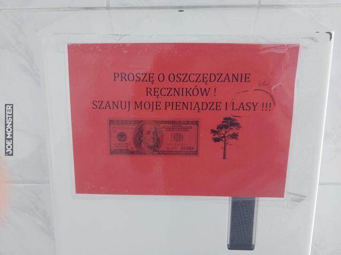 PROSZĘ O OSZCZĘDZANIE RĘCZNIKÓW!
SZANUJ MOJE PIENIĄDZE I LASY !!!