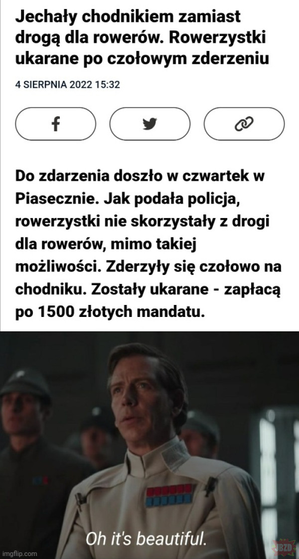 Pedalarze są wśród nas i po 1500zl mandat płacą za zjebanie umysłowe